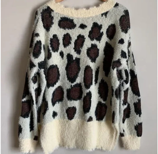 Umgee ivory cheetah spot sweater