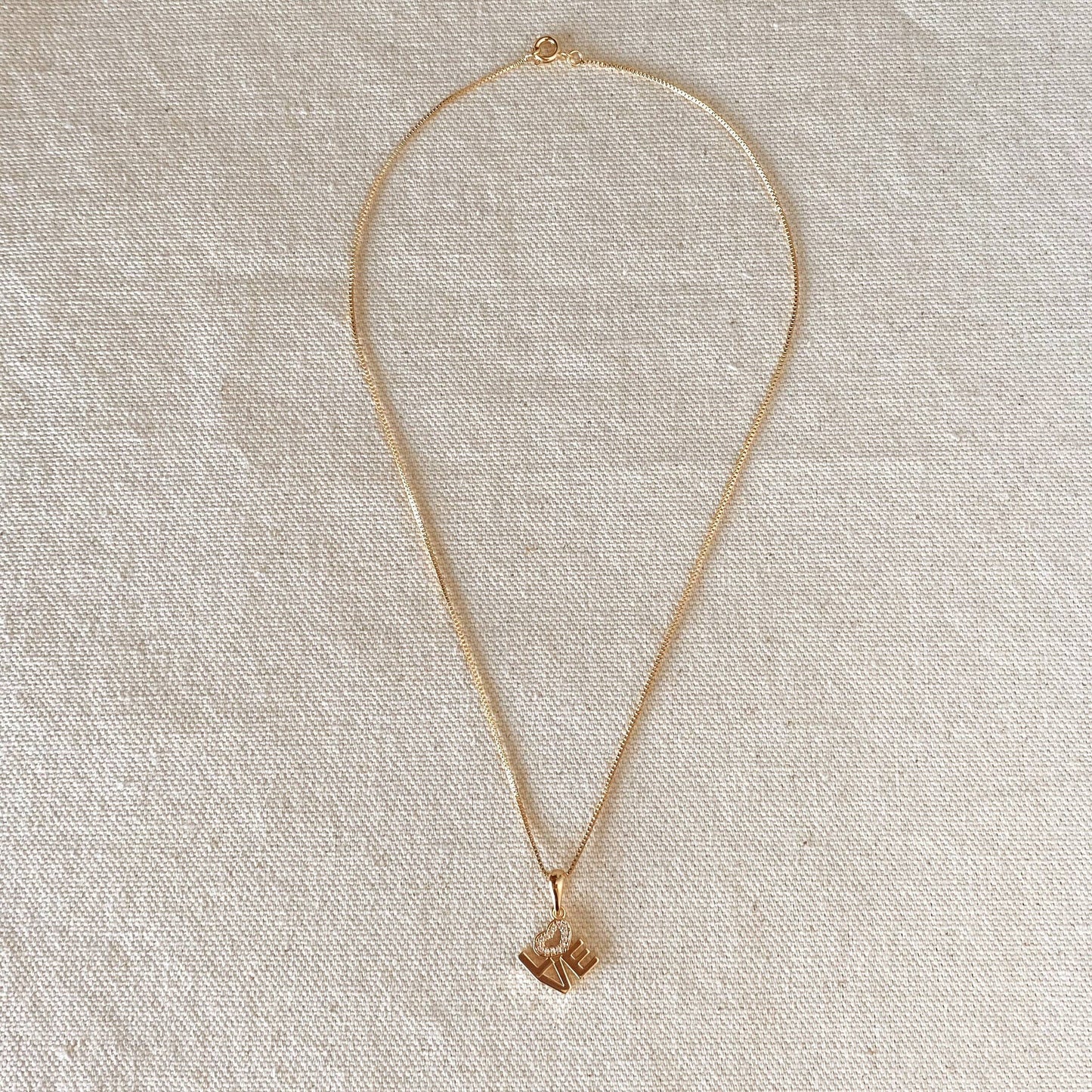 18K Gold Filled Love Letter Stack Necklace: 16 inches