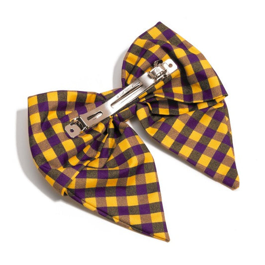 Checkered Plaid Game Day Clip-in Hair Bow