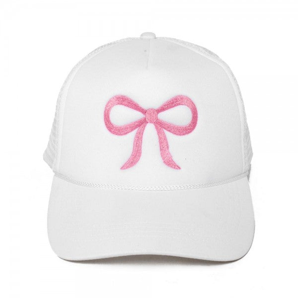 Embroidered Bow Trucker Baseball Cap