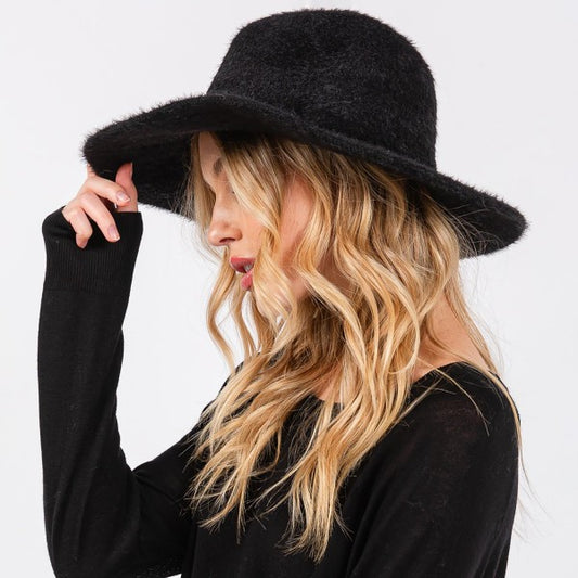 Soft Knit Fuzzy Panama Hat