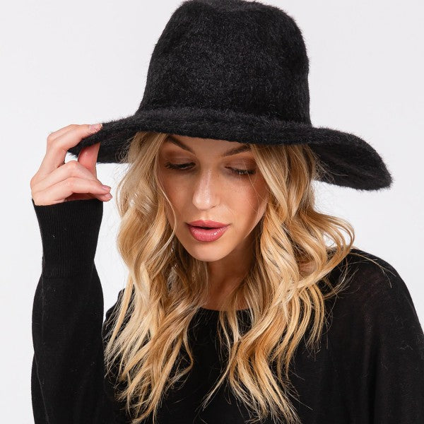 Soft Knit Fuzzy Panama Hat