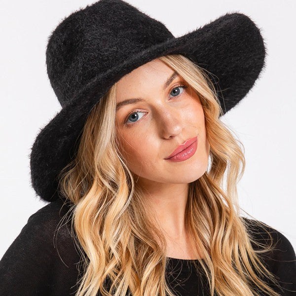 Soft Knit Fuzzy Panama Hat