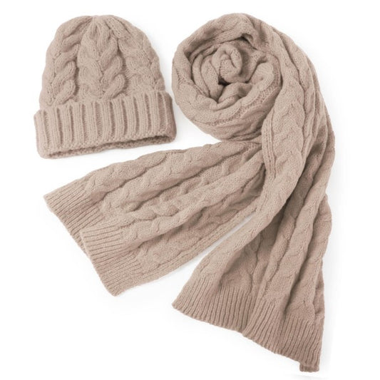 Braided Knit Scarf & Beanie set