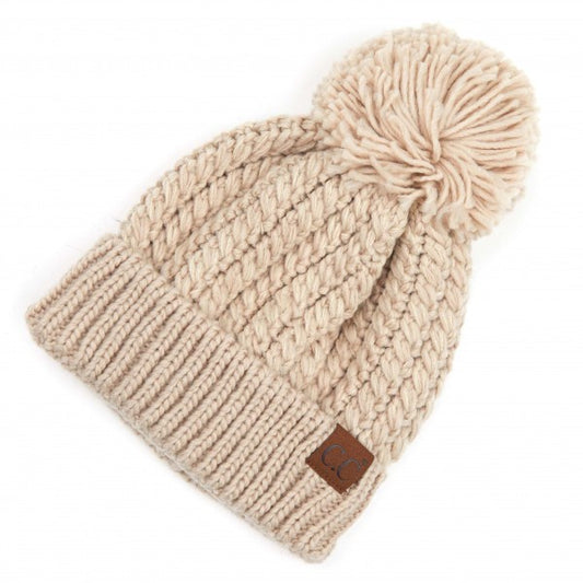 CC Brand Twisted Mock Cable Knit Pom Beanie.
723107