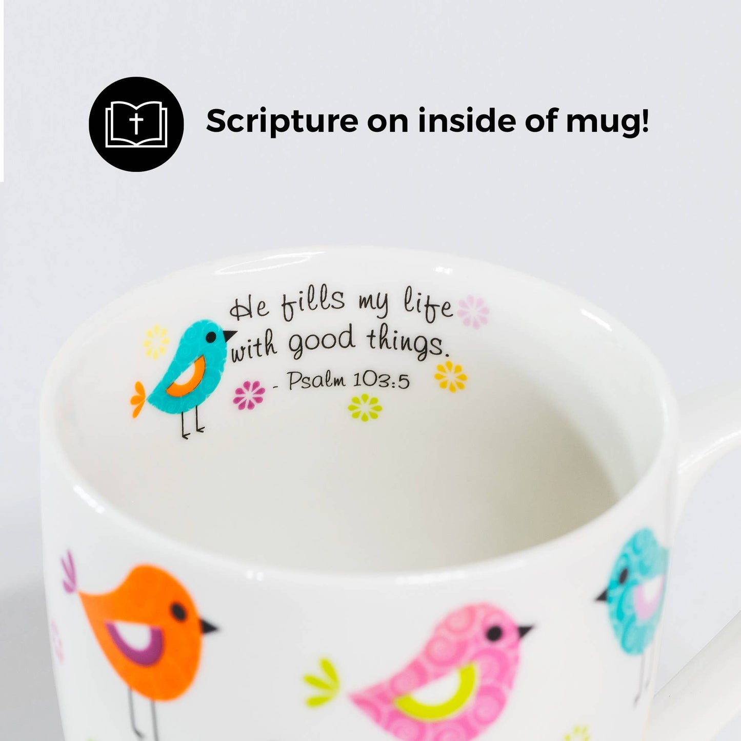 Birds In Rows Ceramic Curvy Mug