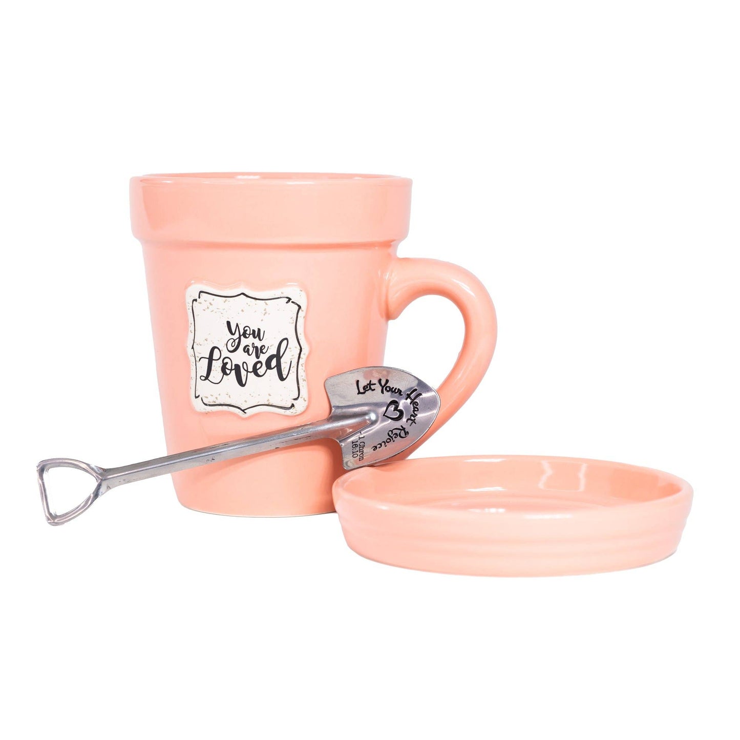 Peach Flower Pot Mug w/Scripture - You’re Loved