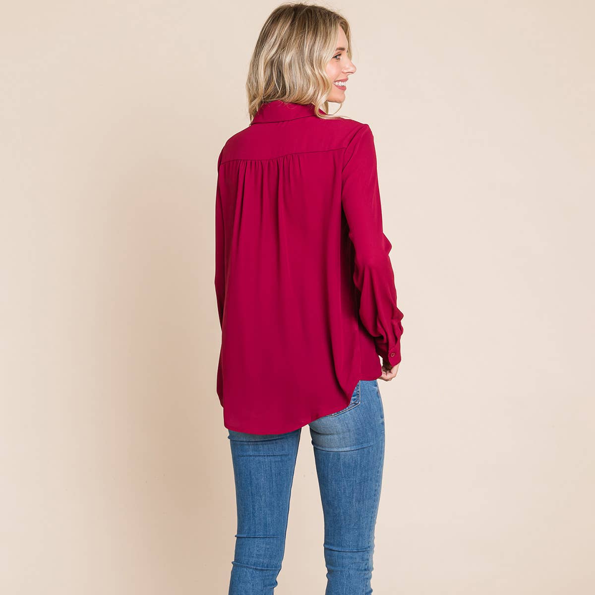 V neck Collared Pocket Detail Blouse Shirts