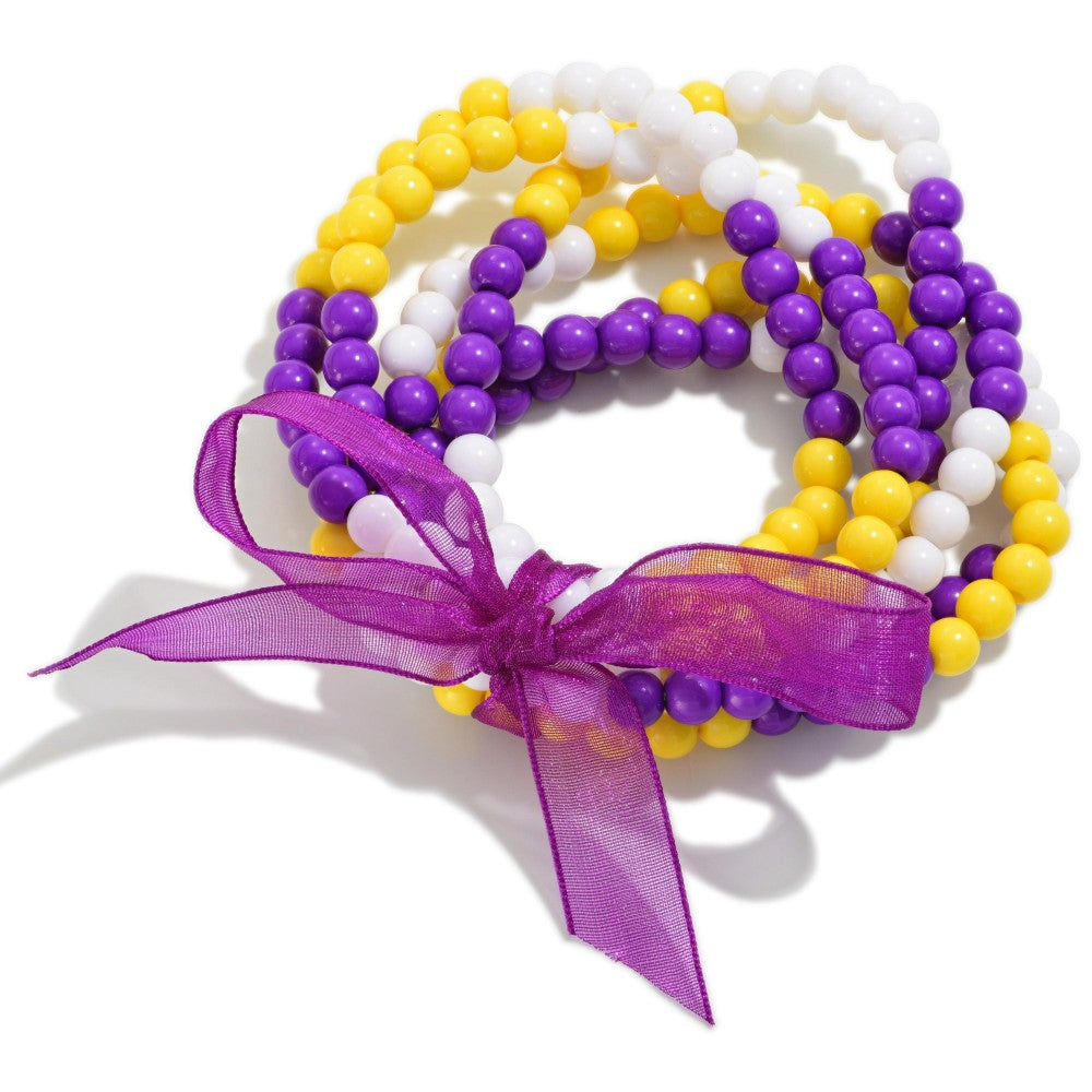 LSU Purple and Gold Dainty Beaded Bracelets