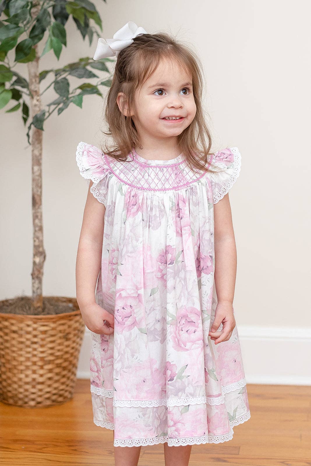 Rose Floral Print Bishop Dress