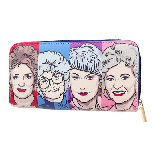 Pop Art Style Gold Girls Inspired Long Billfold for Women