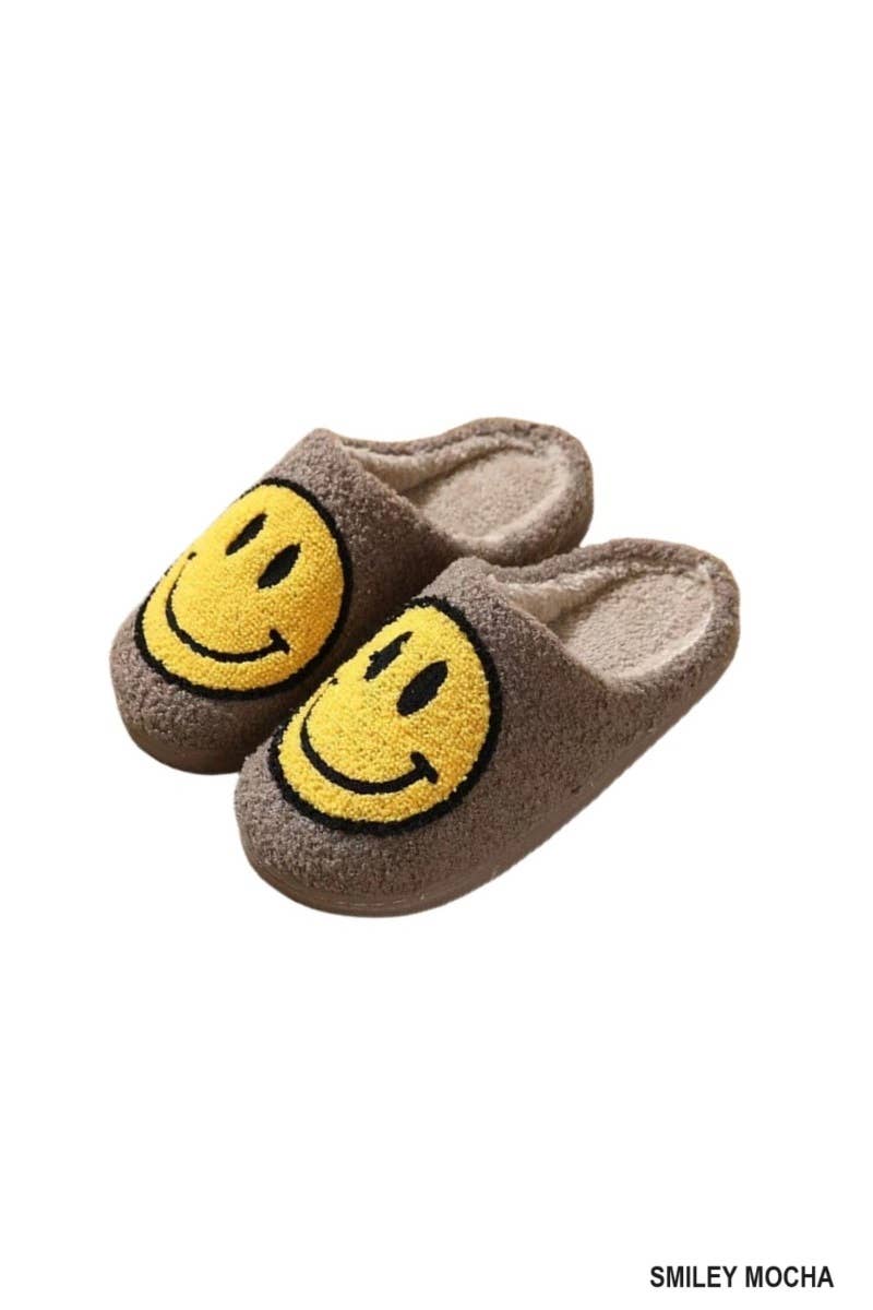 Smiley Soft Plush Slippers L/XL