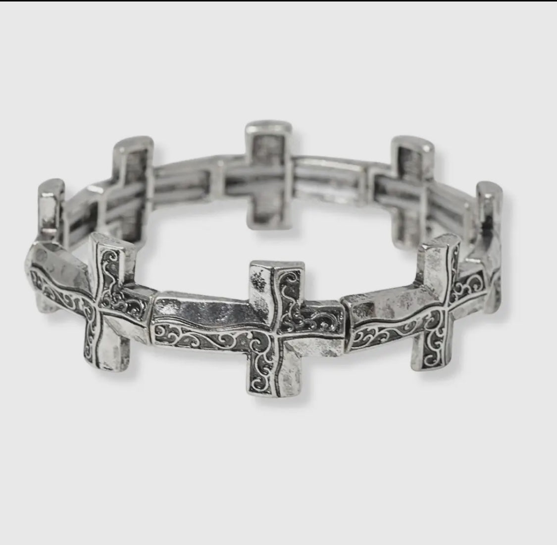 Western cross metal stretch bracelet