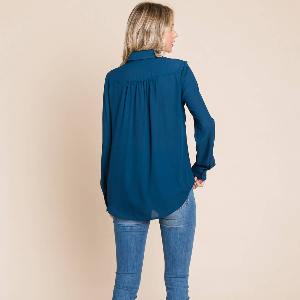 V neck Collared Pocket Detail Blouse Shirts