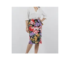 Floral pencil peplum skirt in plus size