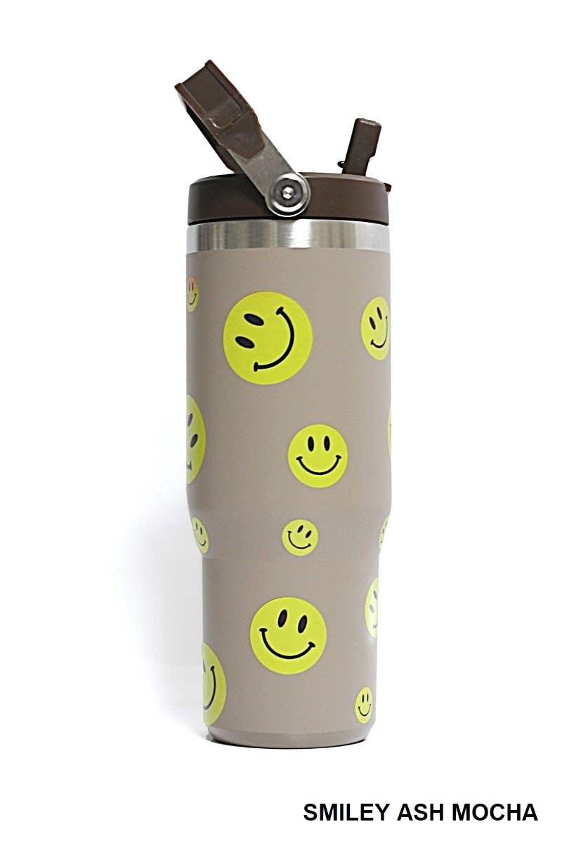 30 OZ STAINLESS STEEL FLIP STRAW TUMBLER