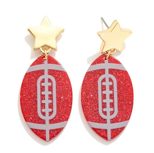 Game Day Red Glitter Earrings