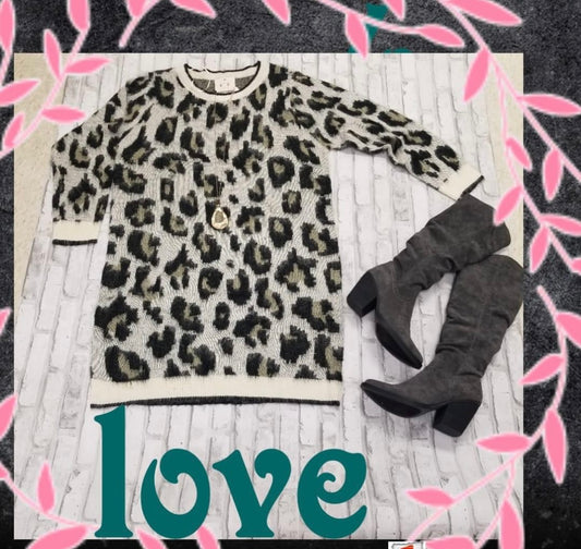 Umgee leopard sweater dress