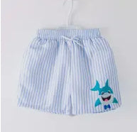 Blue baby shark stripe boy swimsuit