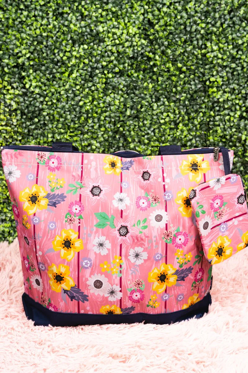 NGIL BUTTERCUP BLOOMS WITH NAVY TRIM TOTE BAG