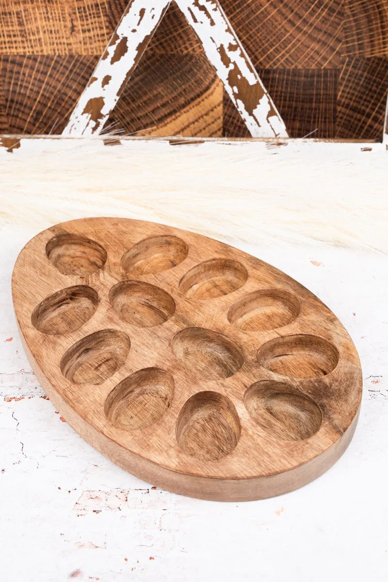 8x12 Mango Wood Deviled Egg Tray