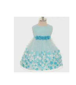 Aqua size 0-3 months Mesh dress with 3D taffeta flower