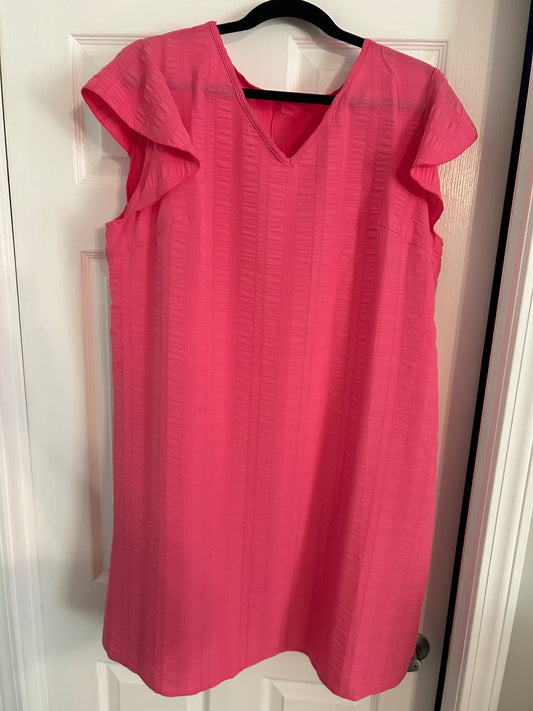 Pink texture dress with cap sleeves 2x