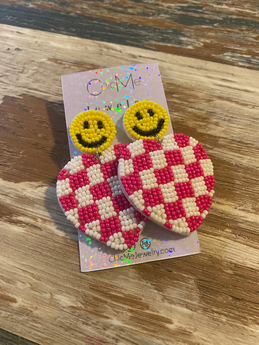 Chic Me Smiley Face Heart Earrings #43