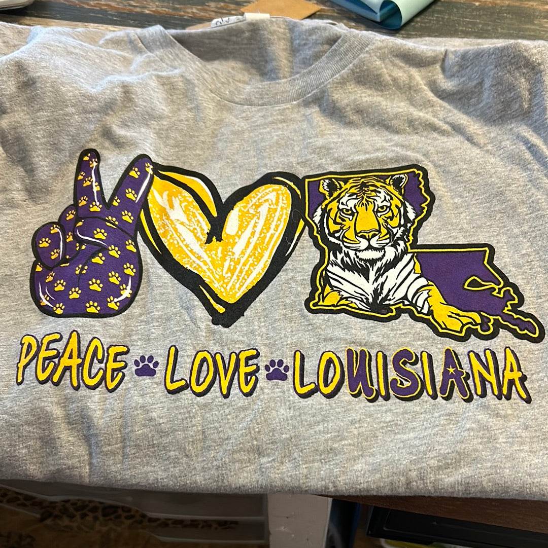 LSU - peace love and Louisiana t-shirt