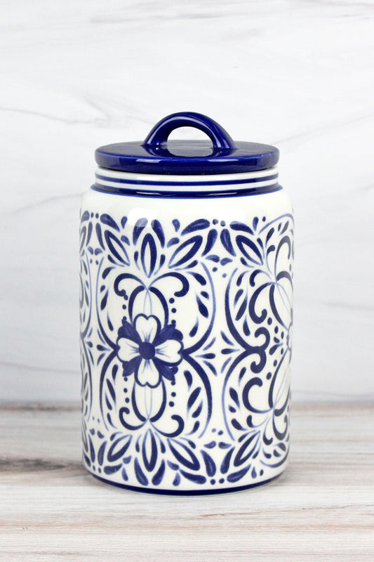 Blue and White Talavera Ceramic Goodie Jar