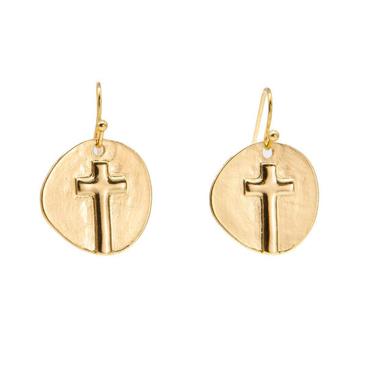 The Royal Standard Ascension Cross Earrings   Gold   .75"