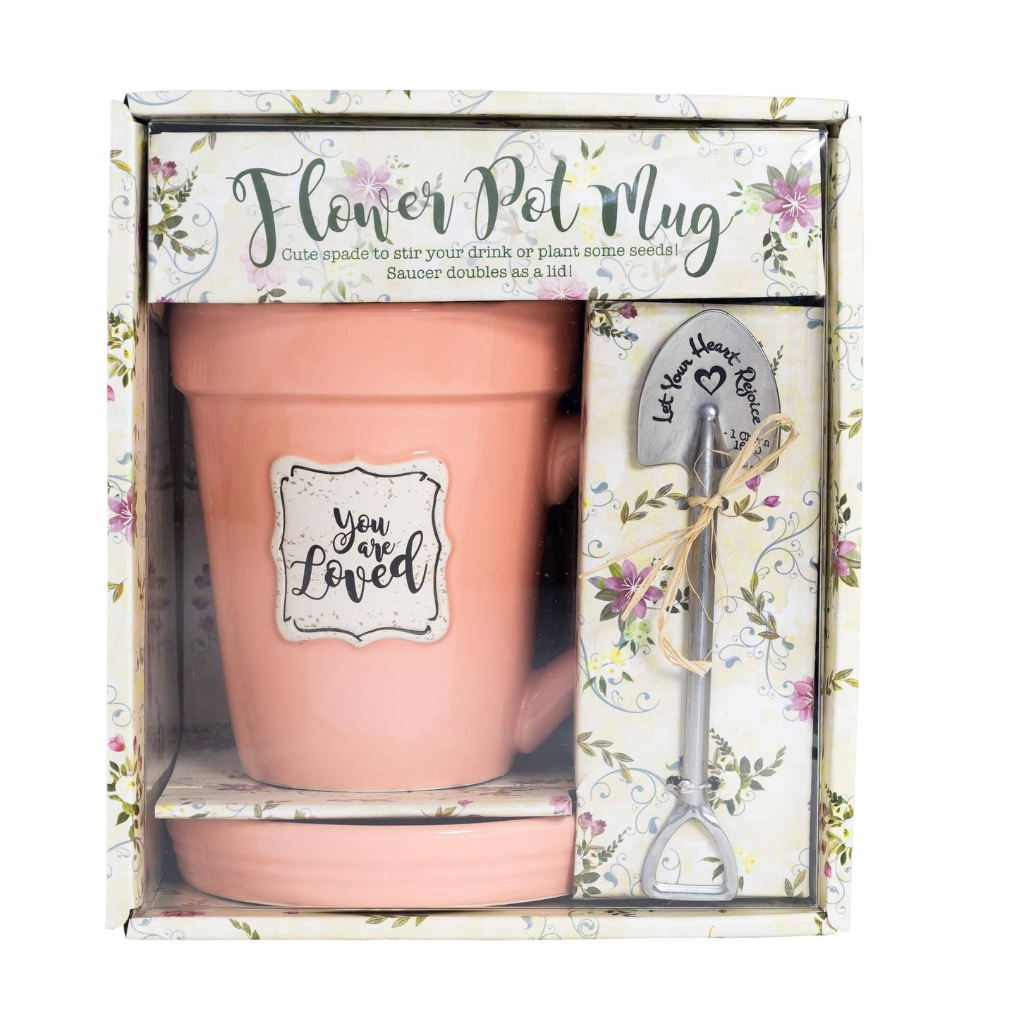 Peach Flower Pot Mug w/Scripture - You’re Loved