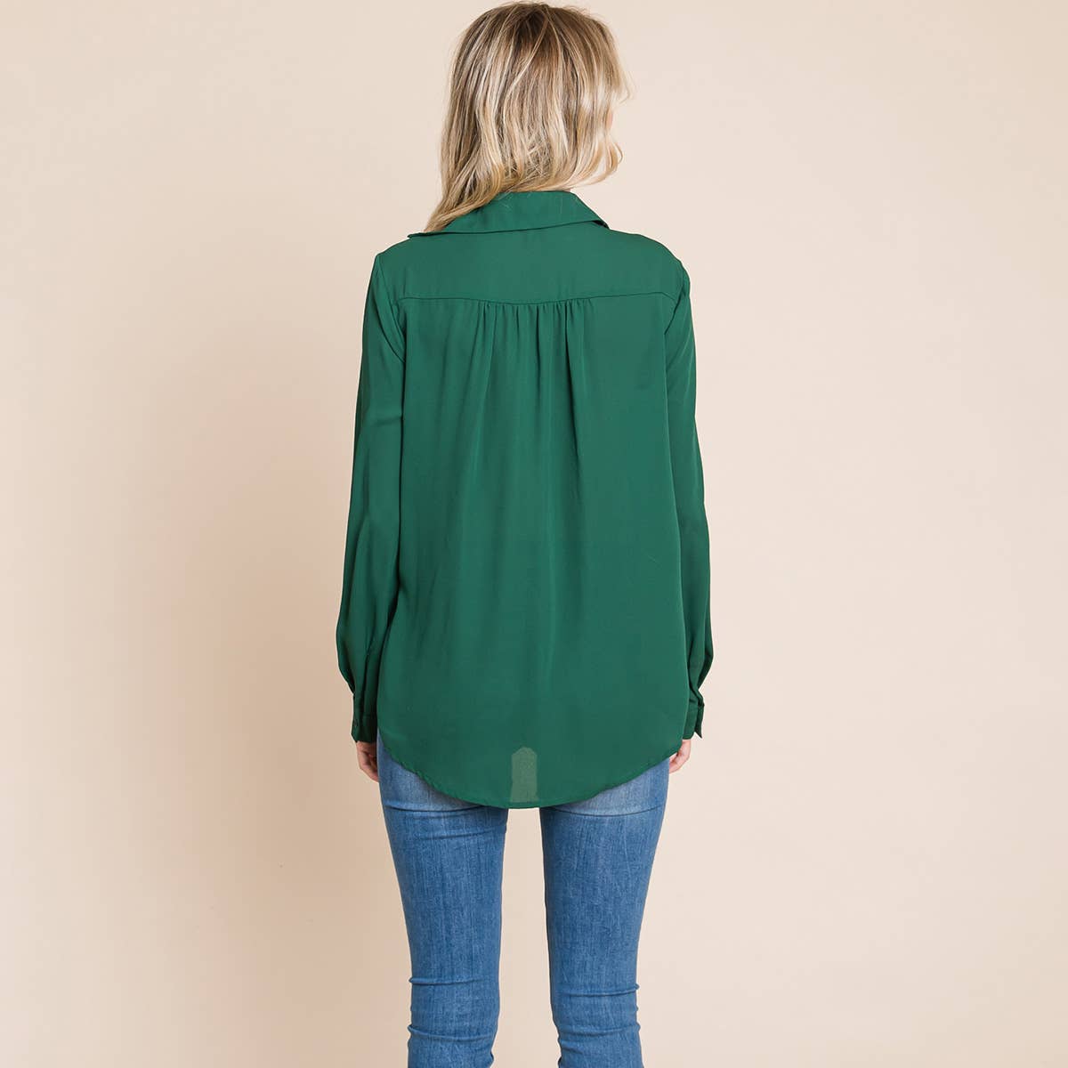 V neck Collared Pocket Detail Blouse Shirts