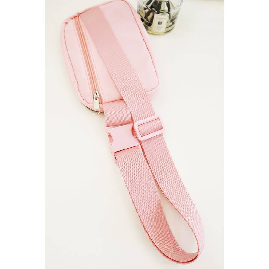 Solid Color Crossbody Fanny Pack Belt Bag: HOT PINK / ONE