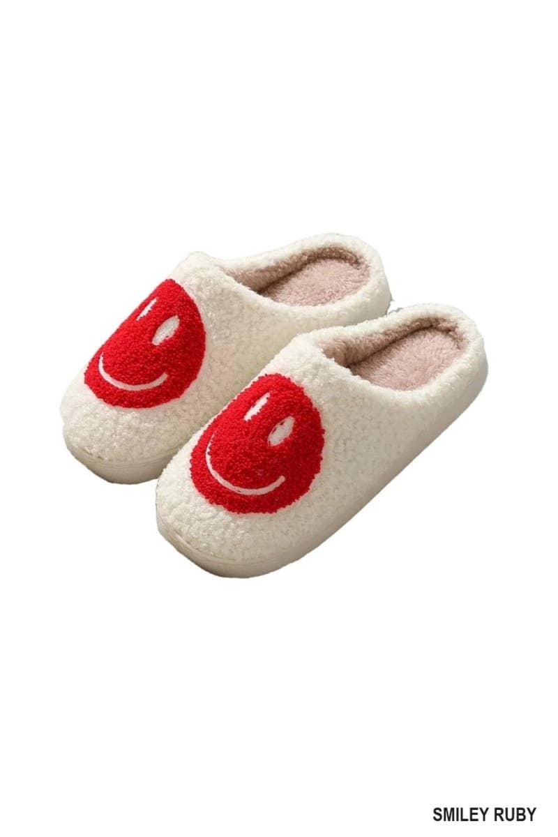 Smiley Soft Plush Slippers L/XL