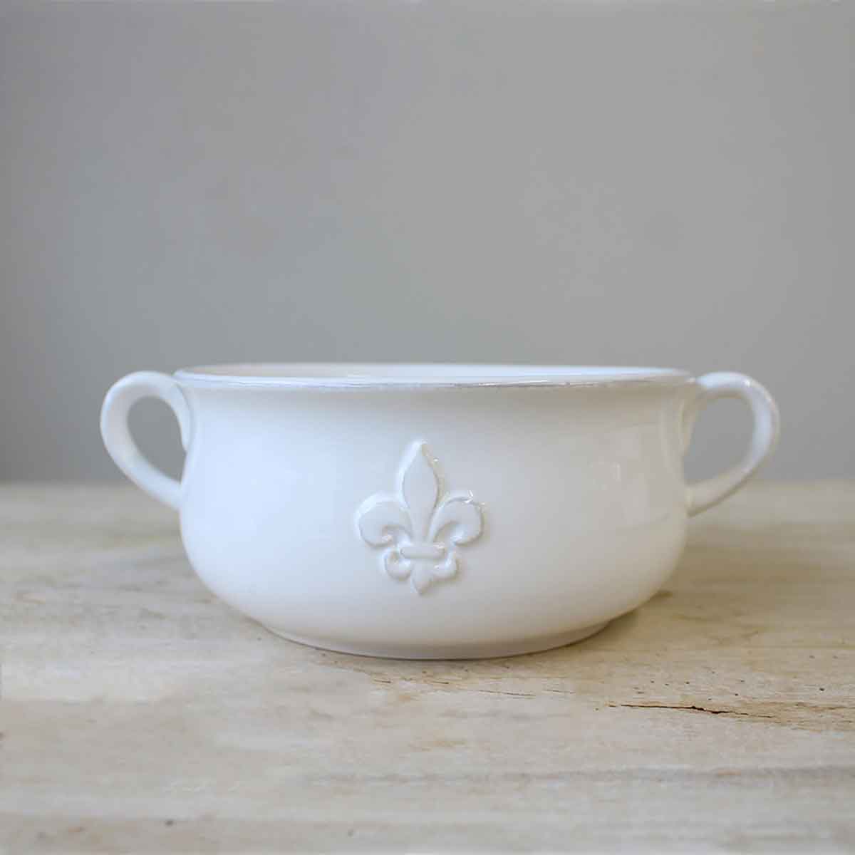 Louisiana Double Handle Bowl   White   7x2.75x5.5