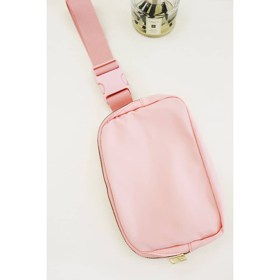 Solid Color Crossbody Fanny Pack Belt Bag: HOT PINK / ONE