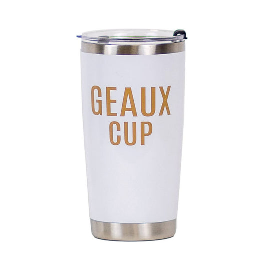 Geaux Cup Tumbler   White/Gold   20oz.