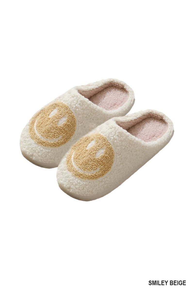 Smiley Soft Plush Slippers L/XL