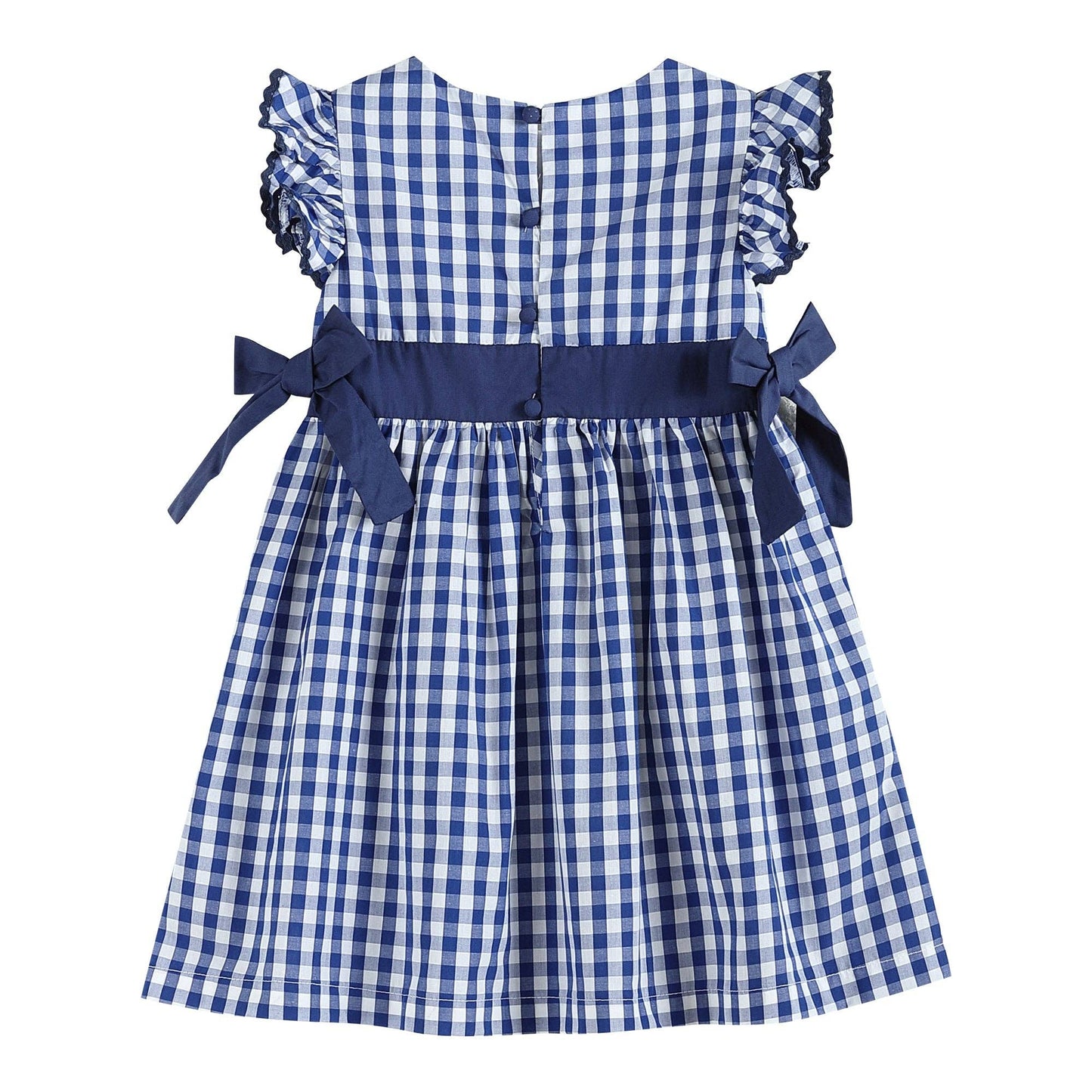 SALE! Navy Blue Gingham Ruffle Bow Dress: 6Y