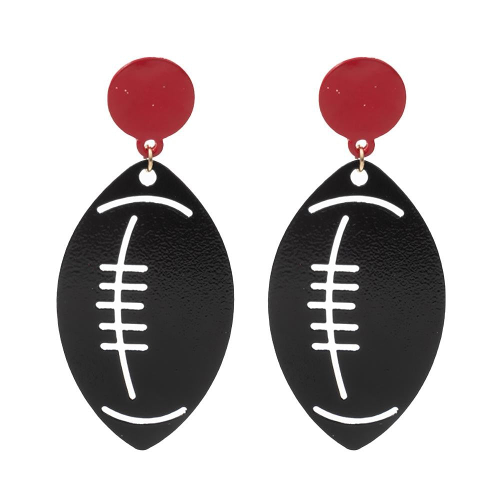 Metal Stamped Football Earrings