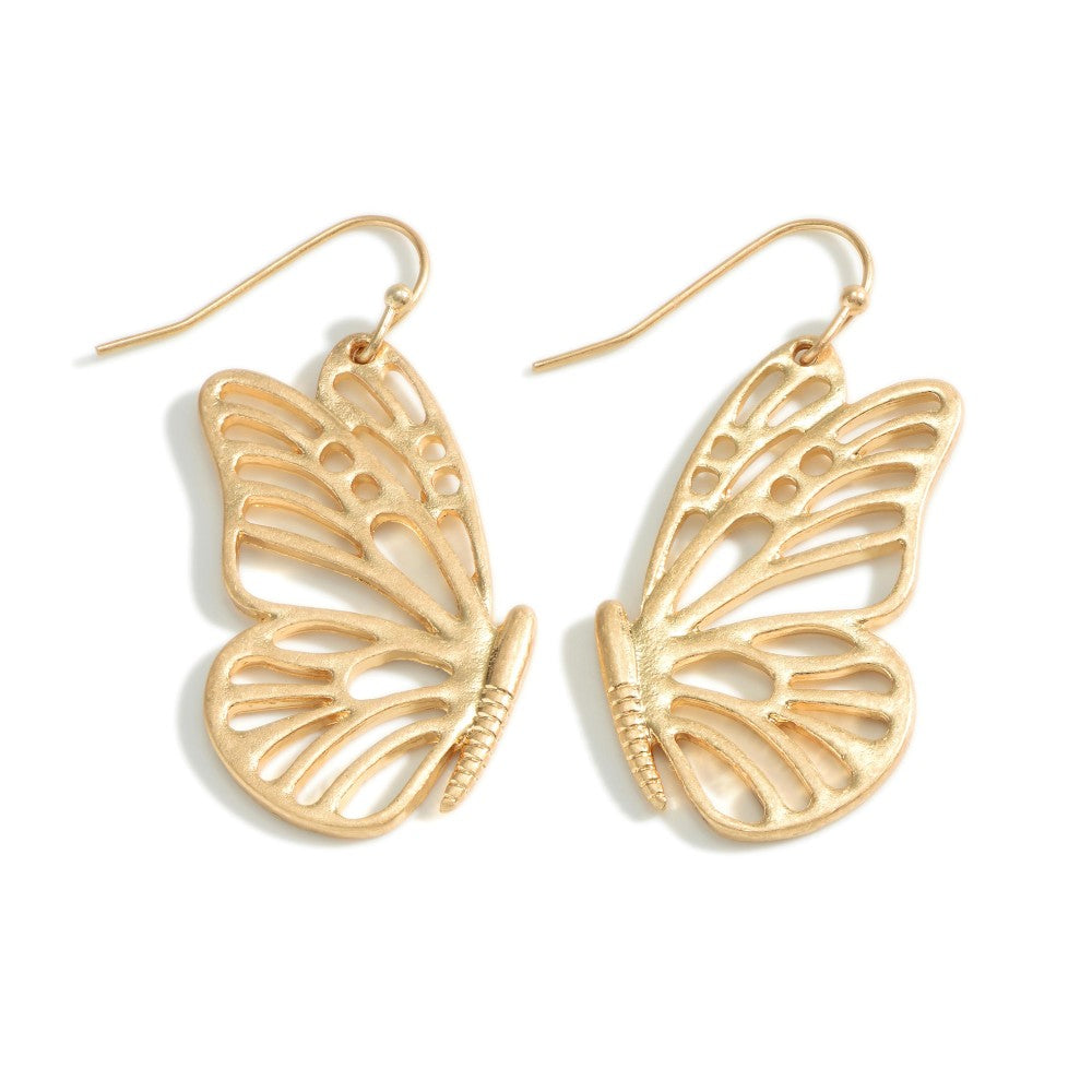 Metal Tone Butterfly Profile Earrings