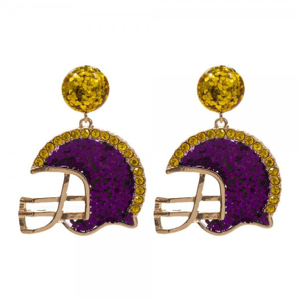 Rhinestone and Glitter helmet earrings