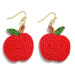 Seed bead apple earrings