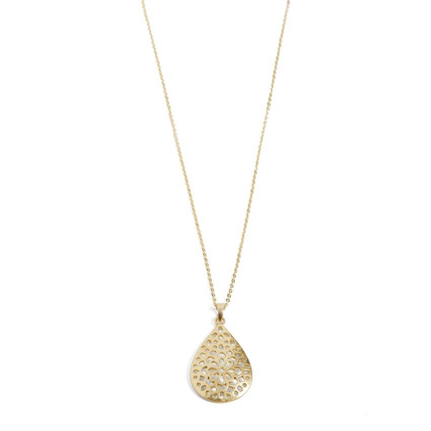 Gold Flower Drop Necklace - Mother’s Day