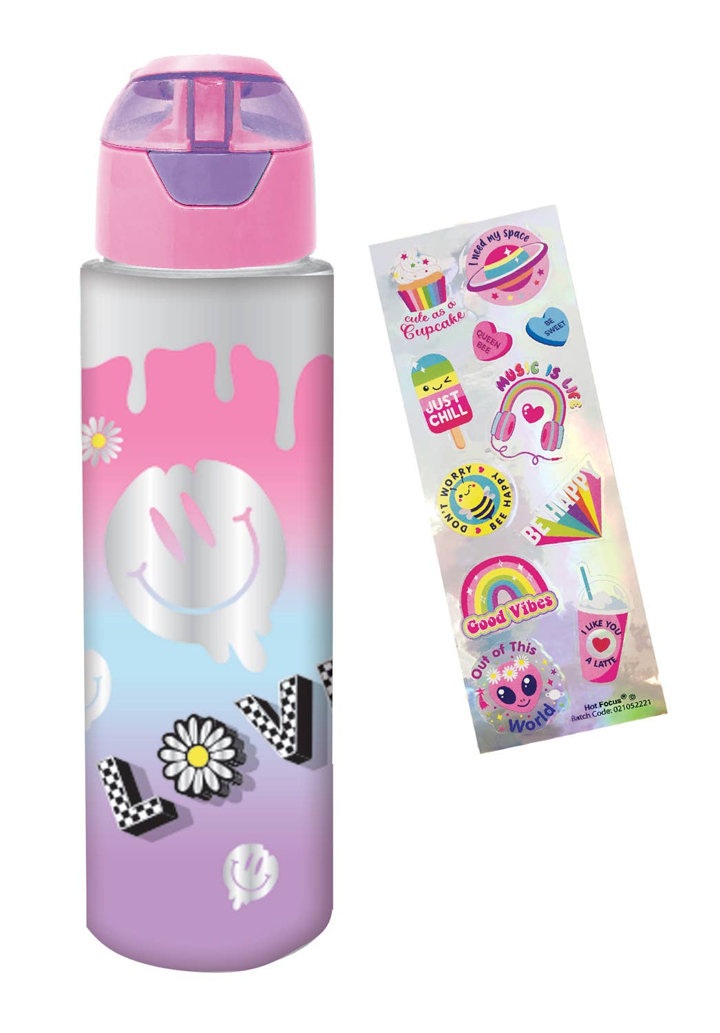 H2O Bottle with Stickers, Cool Vibes