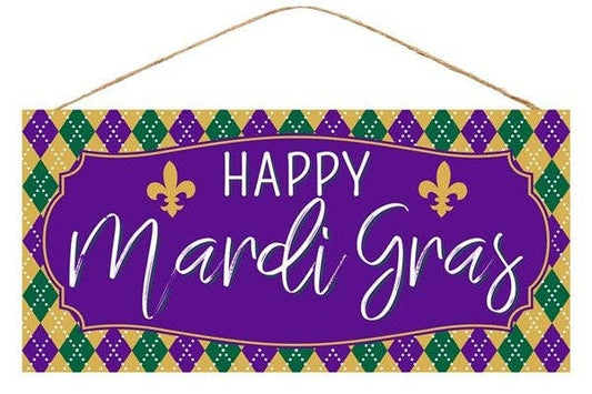 12.5"L X 6'H Happy Mardi Gras Sign