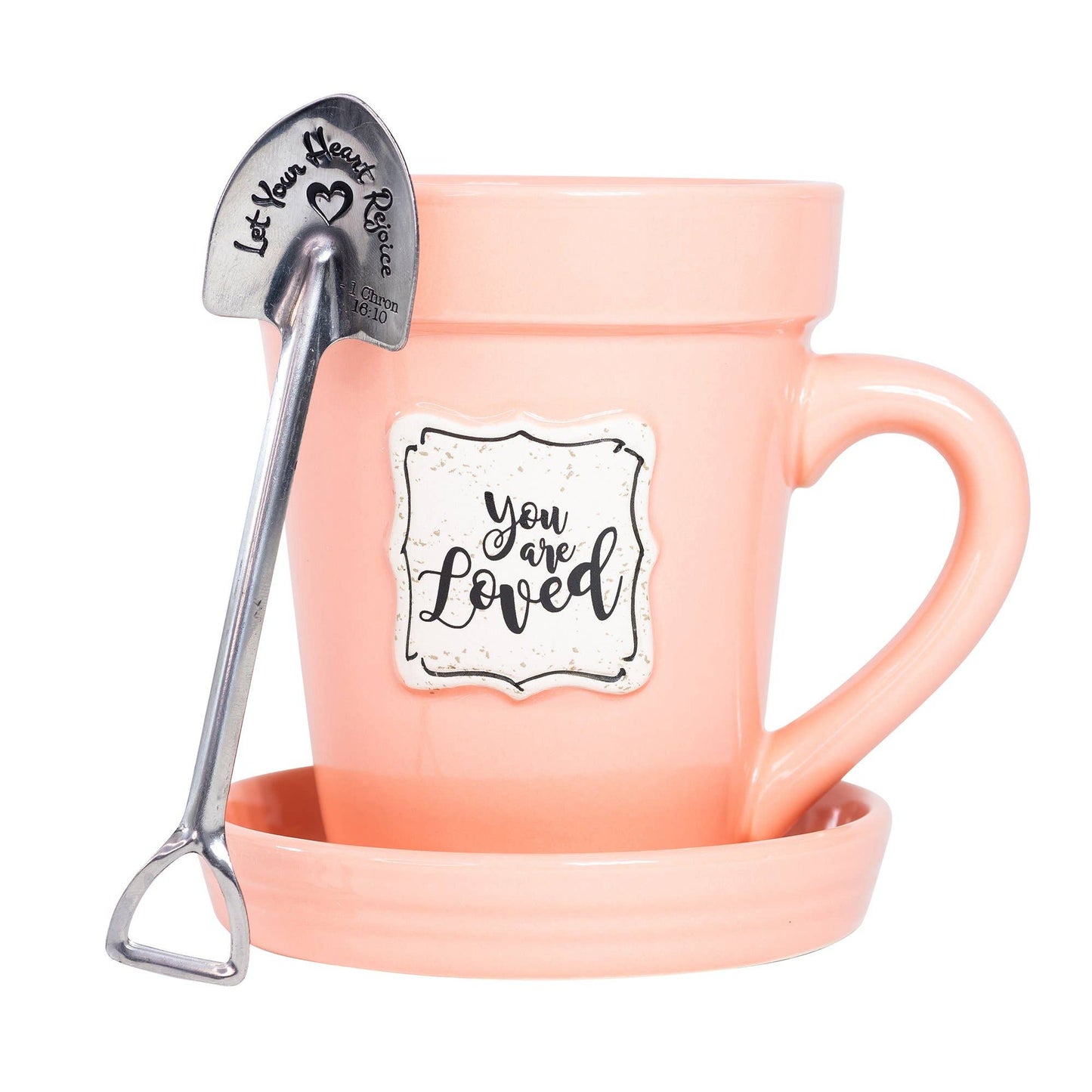 Peach Flower Pot Mug w/Scripture - You’re Loved