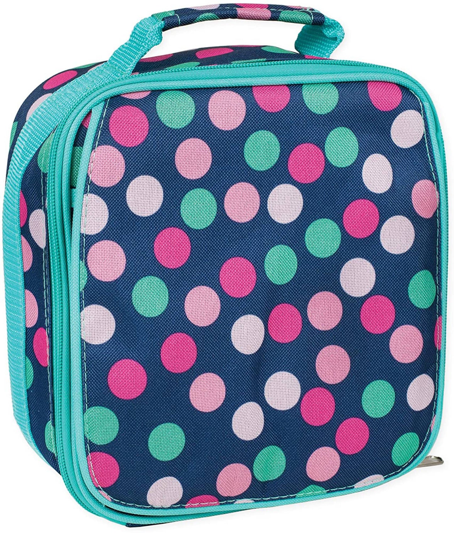 Teal Navy Party Polka Dot Insulated Soft Cooler Lunch Bag