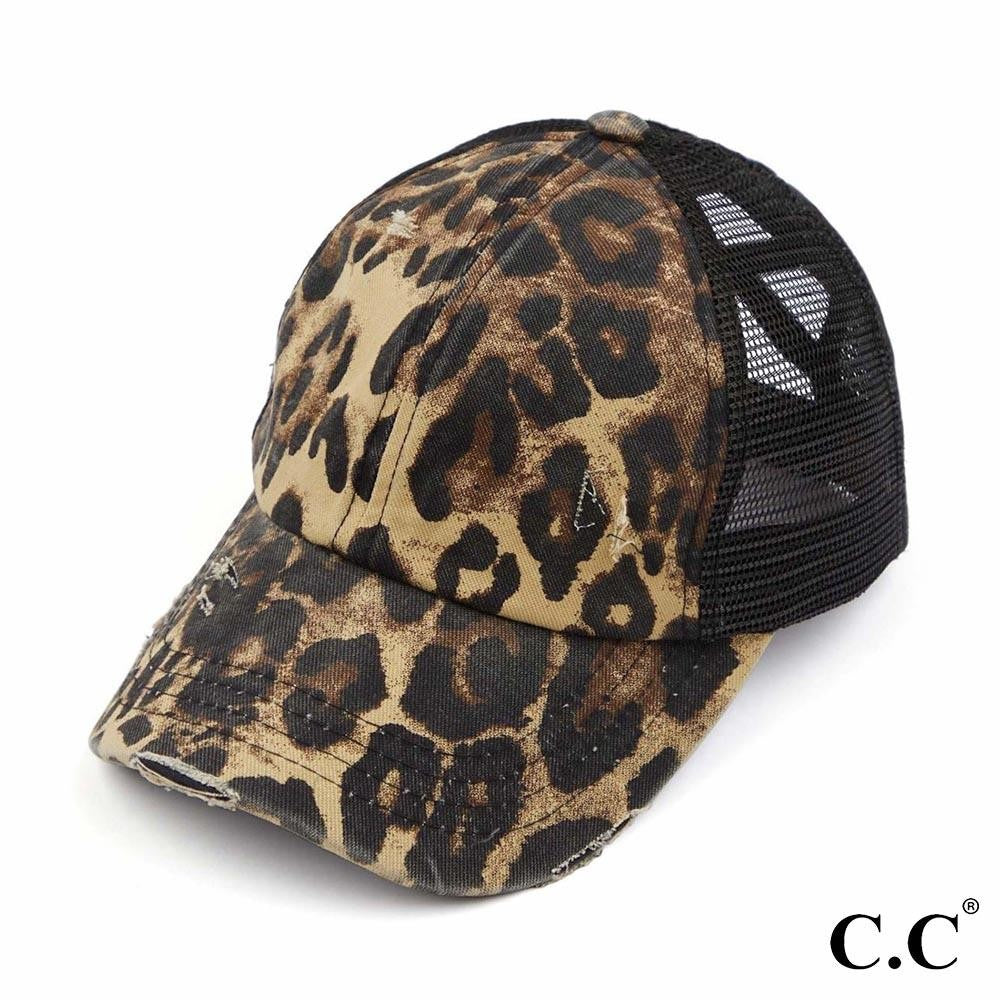 CC Distressed Criss Cross Pony Cap with Mesh Back